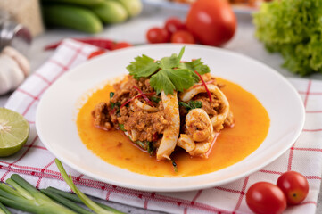 Stir-Fried Squid with Curry Powder.