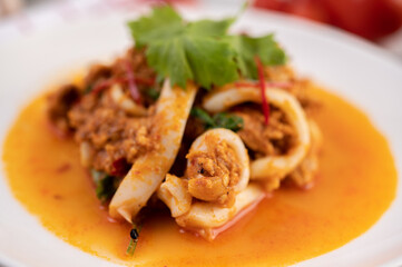 Stir-Fried Squid with Curry Powder.
