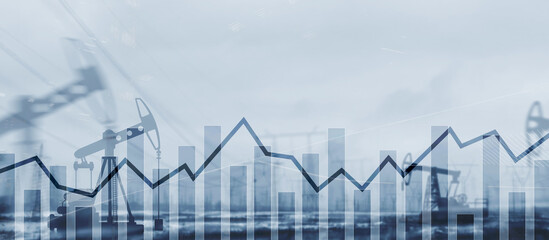Universal financial background. Oil Rigs Concept.