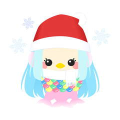 アマビエ　クリスマス　雪　冬　アウトラインなし　立ち絵　通常