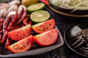 Papaya salad ingredients include papaya.