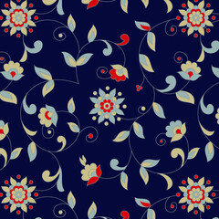 traditional Indian paisley pattern on navy     background