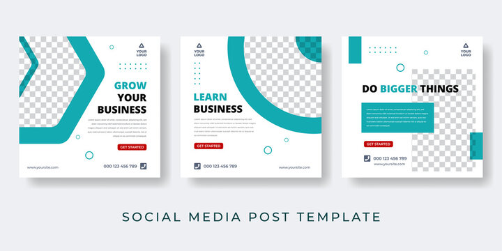 social media post template for corporate, business, fashion, management, college. Editable minimal square banner. Vector illustration with photo collage space.