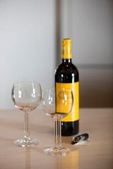 wine bottle and glass