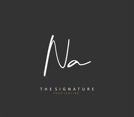 N A NA Initial letter handwriting and signature logo. A concept handwriting initial logo with template element.