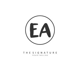 E A EA Initial letter handwriting and signature logo. A concept handwriting initial logo with template element.