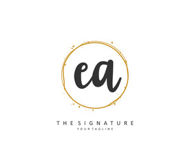 E A EA Initial letter handwriting and signature logo. A concept handwriting initial logo with template element.