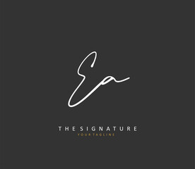 E A EA Initial letter handwriting and signature logo. A concept handwriting initial logo with template element.