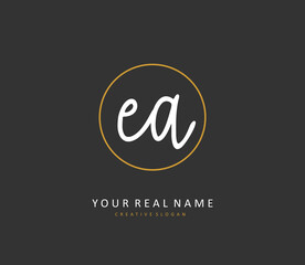E A EA Initial letter handwriting and signature logo. A concept handwriting initial logo with template element.
