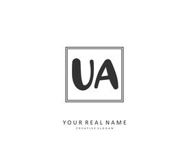 U A UA Initial letter handwriting and signature logo. A concept handwriting initial logo with template element.