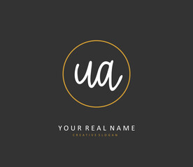 U A UA Initial letter handwriting and signature logo. A concept handwriting initial logo with template element.