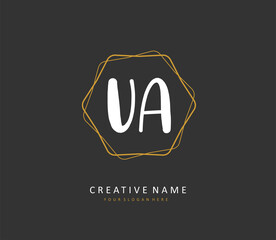 U A UA Initial letter handwriting and signature logo. A concept handwriting initial logo with template element.