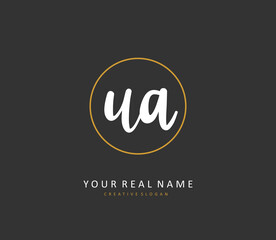 U A UA Initial letter handwriting and signature logo. A concept handwriting initial logo with template element.