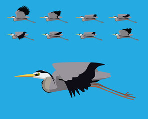 Bird Heron Flying Cartoon Vector Animation Frame