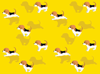 Animal Animation Dog Beagle Running Cartoon Vector Illustration Seamless Background-01
