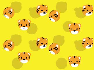 Animal Head Ball Tiger 3D Cartoon Vector Illustration Seamless Background-01