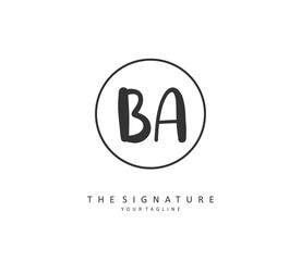 B A BA Initial letter handwriting and signature logo. A concept handwriting initial logo with template element.