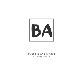 Obraz premium B A BA Initial letter handwriting and signature logo. A concept handwriting initial logo with template element.
