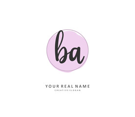 B A BA Initial letter handwriting and signature logo. A concept handwriting initial logo with template element.