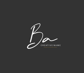 B A BA Initial letter handwriting and signature logo. A concept handwriting initial logo with template element.
