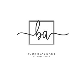 B A BA Initial letter handwriting and signature logo. A concept handwriting initial logo with template element.