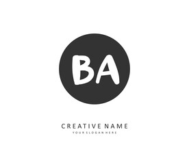 B A BA Initial letter handwriting and signature logo. A concept handwriting initial logo with template element.
