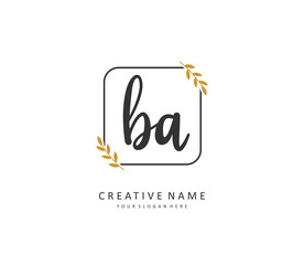 B A BA Initial letter handwriting and signature logo. A concept handwriting initial logo with template element.
