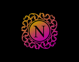 Uniwue N Letter Calligraphic Logo. Luxury N Swirl Logo Icon perfect for salon, yoga, restaurant, boutique and letter stamp.