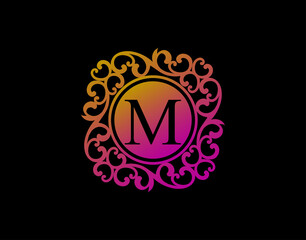 Uniwue M Letter Calligraphic Logo. Luxury M Swirl Logo Icon perfect for salon, yoga, restaurant, boutique and letter stamp.