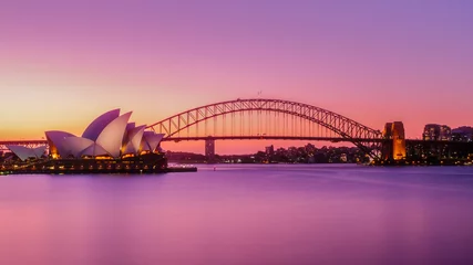 Tuinposter Sydney Harbour Bridge bij zonsondergang © Tung