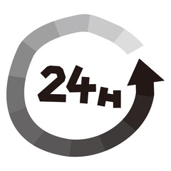 24時間 一日中 イメージイラスト（白黒 モノトーン）