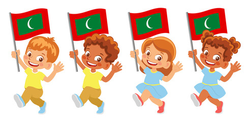 Maldives flag in hand set