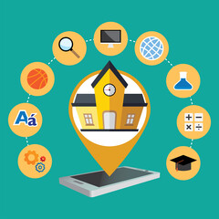 Education online and color icon