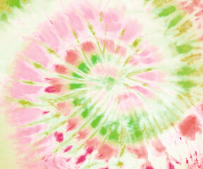 Fototapeta na wymiar Pink green spiral tie dye wallpaper. Tie-dye backdrop background texture.