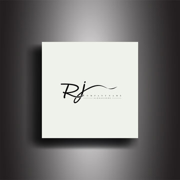 RJ Signature style monogram.Calligraphic lettering icon and handwriting vector art.