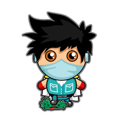 illustration vector graphic of docter is a hero character