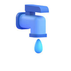 WATER FAUCET TAP BLUE 3D RENDER