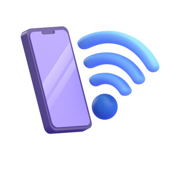 WIFI SIGNAL SMARTPHONE 3D RENDER