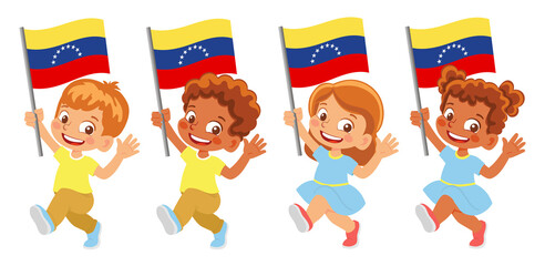 venezuela flag in hand set