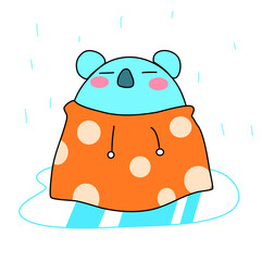 Koala with raincoat