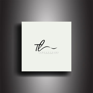 TL Signature style monogram.Calligraphic lettering icon and handwriting vector art.