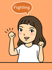 cute girl fighting ' character vector illustration