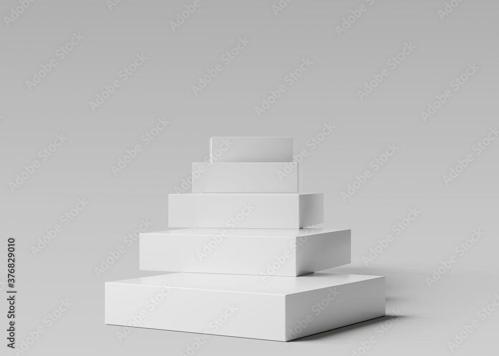 Poster white stairs 3d rendering. staircase minimal background. abstract ladder product display and object 