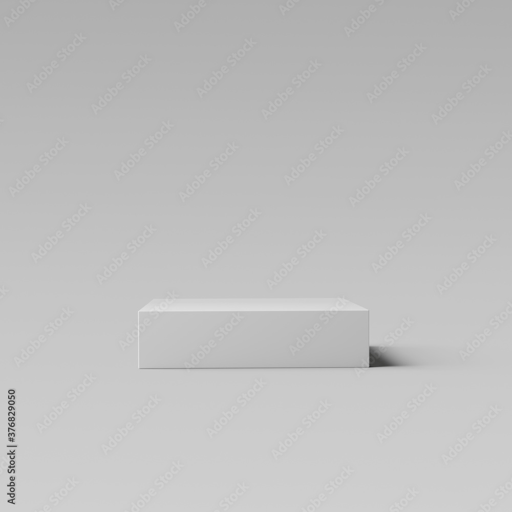 Poster product display abstract minimalistic cube geometry. object placement. empty single white cube shape