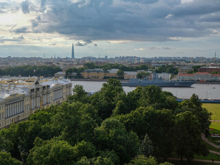 Fototapeta na wymiar 27 of July 2020 -Saint Petersburg, Russia: Saint Petersburg aerial view in summer day