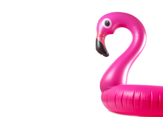 Flamingo isolated. Pink inflatable flamingo for summer beach isolated on white background. Pool float party.