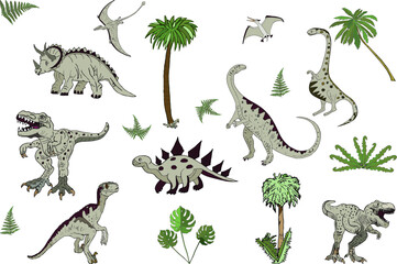 set of dinosaurs vector illustration