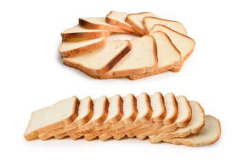 Bread slices isolated on white background.