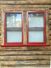 red cabin window