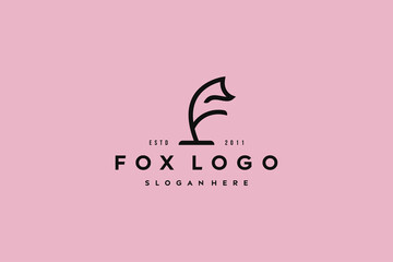 letter F fox logo design template vector